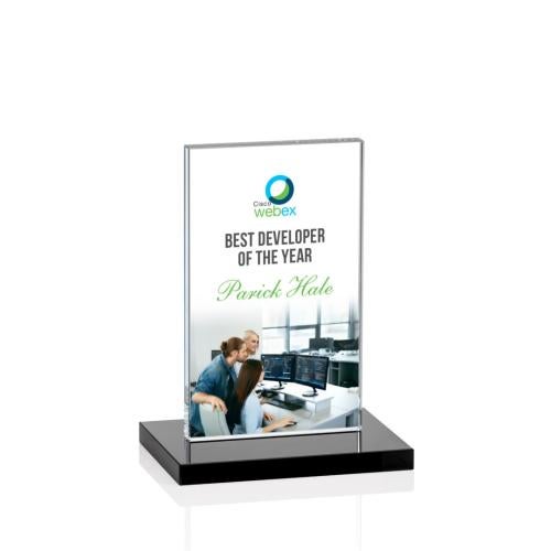 Corporate Awards - Full Color Awards - Heathrow Full Color Black Rectangle Crystal Award