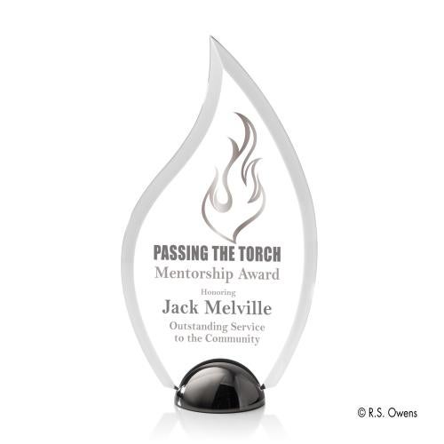 Corporate Awards - Crystal Awards - Crystal Flame Awards - Vulcan Hemisphere Full Color Flame Acrylic Award