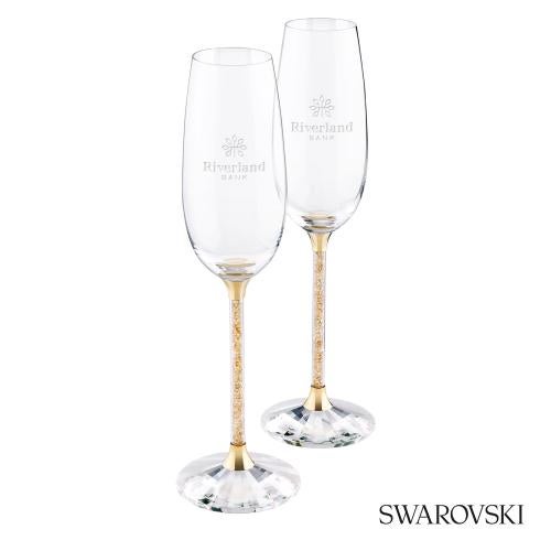 Corporate Recognition Gifts - Etched Barware - Swarovski&reg; Crystalline Toasting Flutes (Set of 2)