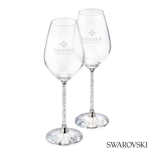 Corporate Recognition Gifts - Etched Barware - Wine Glasses - Swarovski&reg; Crystalline Wine Glasses (Set of 2)