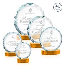 Centura Amber on Alberton Base Circle Crystal Award - Colored Glass Awards