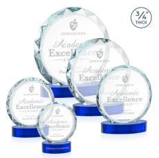 Centura Blue on Alberton Base Circle Crystal Award - Colored Glass Awards