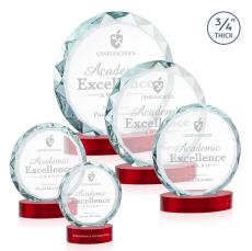 Centura Red on Alberton Base Circle Crystal Award - Colored Glass Awards