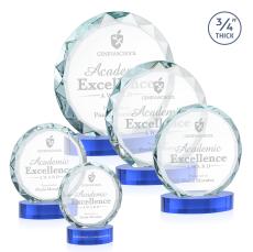 Centura Sky Blue on Alberton Base Circle Crystal Award - Corporate Awards