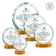 Centura Full Color Amber on Alberton Base Circle Crystal Award - Corporate Awards