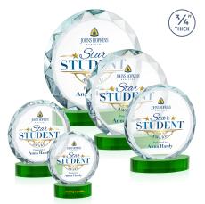 Centura Full Color Green on Alberton Base Circle Crystal Award - Corporate Awards