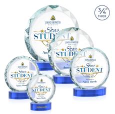 Centura Full Color Sky Blue on Alberton Base Circle Crystal Award - Corporate Awards