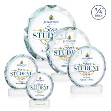 Centura Full Color White on Alberton Base Circle Crystal Award - Corporate Awards