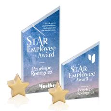 Cooper Full Color fire/Gold Star Crystal Award - Metal Awards