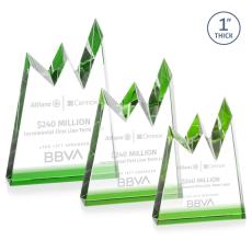 Alpine Green Peak Crystal Award - Colored Glass Awards