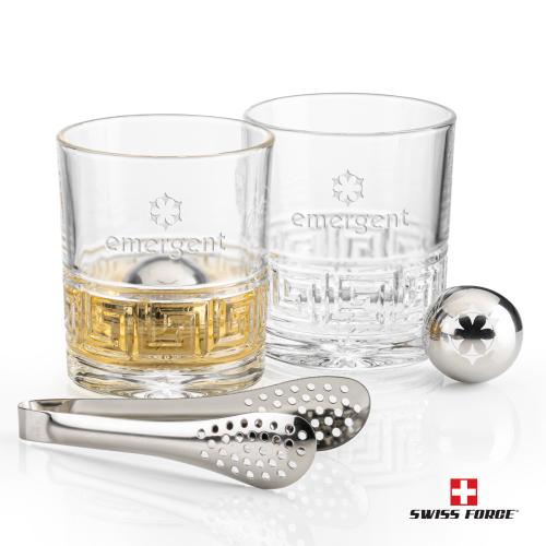 Corporate Recognition Gifts - Etched Barware - Swiss Force&reg; S/S Balls & 2 Libretto OTR