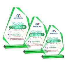 Hillmont Full Color Green Abstract / Misc Crystal Award - Glass Awards