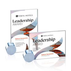 Bermuda Full Color Starfire/Chrome Circle Rectangle Crystal Award - Metal Awards