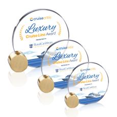 Verdunn Full Color Starfire/Gold Circle Crystal Award - Corporate Awards