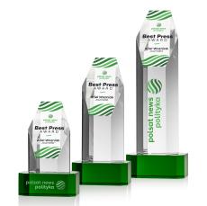 Ashford Full Color Green on Base Obelisk Crystal Award - Corporate Awards