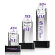 Ashford Full Color Black on Base Obelisk Crystal Award - Corporate Awards