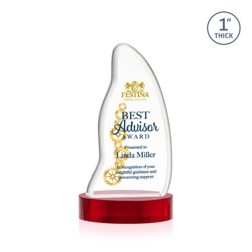 Corporate Awards - Crystal Awards - Beauford Full Color Red on Base Abstract / Misc Crystal Award