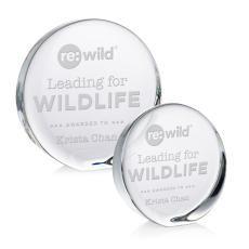 Standing Disk Circle Crystal Award - Corporate Recognition Gifts