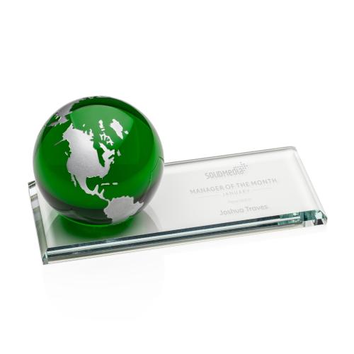 Corporate Awards - Budget Awards & Trophies - Fairfield Globe Green Spheres Crystal Award