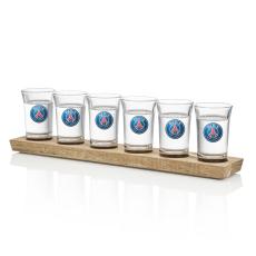 Shot Glasses Set on Acacia - Full Color - Corporate Recognition Gifts