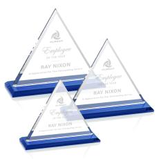 Dresden Blue Pyramid Crystal Award - Colored Crystal