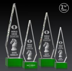 Springfield 3D Green on Hancock Base Crystal Award - 3D Laser Engraved