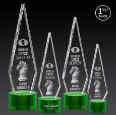 Springfield 3D Green on Marvel Base Crystal Award - 3D Laser Engraved