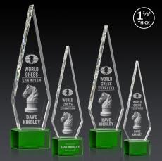 Springfield 3D Green on Paragon Base Crystal Award - 3D Laser Engraved