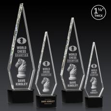 Springfield 3D Black on Paragon Base Crystal Award - 3D Laser Engraved
