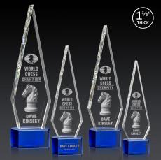 Springfield 3D Blue on Paragon Base Crystal Award - 3D Laser Engraved