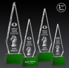 Springfield 3D Green on Robson Base Crystal Award - 3D Laser Engraved