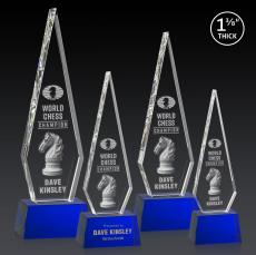 Springfield 3D Blue on Robson Base Crystal Award - 3D Laser Engraved