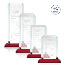 Dalton Red Rectangle Crystal Award - Colored Crystal