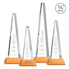 Majestic Tower Amber on Newhaven Base Obelisk Crystal Award - Colored Crystal