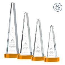 Majestic Tower Amber on Alberton Base Obelisk Crystal Award - Colored Crystal