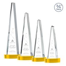 Majestic Tower Gold on Alberton Base Crystal Award - Crystal Awards