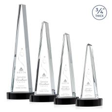 Majestic Tower Black on Alberton Base Crystal Award - Crystal Awards