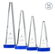 Majestic Tower Blue on Alberton Base Crystal Award - Crystal Awards
