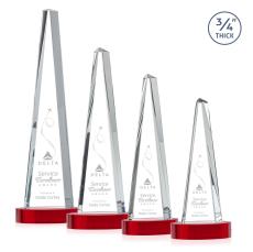 Majestic Tower Red on Alberton Base Crystal Award - Crystal Awards