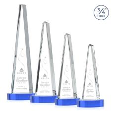Majestic Tower Sky Blue on Alberton Base Crystal Award - Crystal Awards