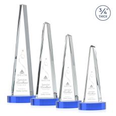 Majestic Tower Sky Blue on Alberton Base Pyramid Crystal Award - Newest Additions