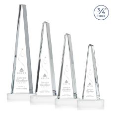 Majestic Tower White on Alberton Base Obelisk Crystal Award - Corporate Awards