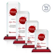 Dalton Full Color Red Rectangle Crystal Award - Corporate Awards