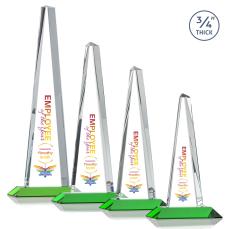 Majestic Tower Full Color Green Pyramid Crystal Award - Corporate Awards