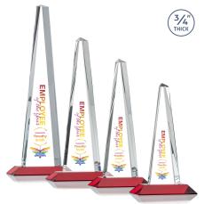 Majestic Tower Full Color Red Pyramid Crystal Award - Corporate Awards