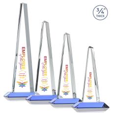 Majestic Tower Full Color Sky Blue Pyramid Crystal Award - Corporate Awards