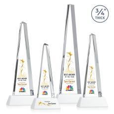 Majestic Tower Full Color White on Newhaven Base Pyramid Crystal Award - Corporate Awards