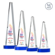Majestic Tower Full Color  Blue on Alberton Base Pyramid Crystal Award - Glass Awards