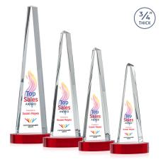 Majestic Tower Full Color Red on Alberton Base Pyramid Crystal Award - Glass Awards