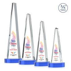 Majestic Tower Full Color Sky Blue on Alberton Base Pyramid Crystal Award - Full Color Awards